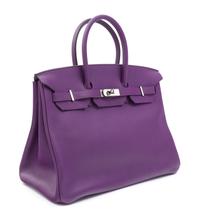 An Hermes Ultraviolet Taurillion Clemence 35cm Birkin Handbag, 14" x 10" x 7".