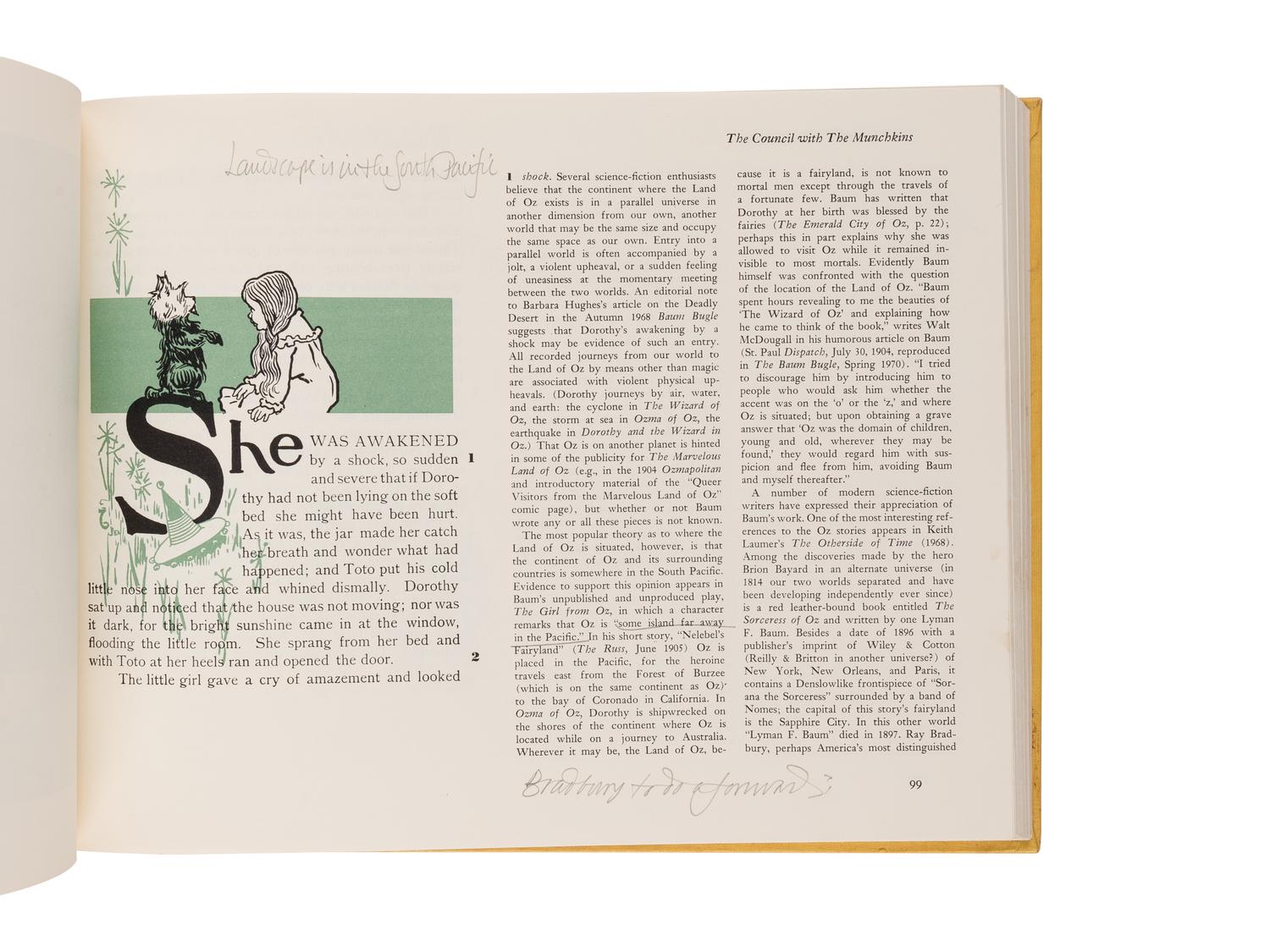 [MOSER, Barry—SOURCE MATERIAL]. BAUM, L. Frank (1856-1919). The Annotated Wizard of Oz… With an Introduction, Notes, and Bibliography by Michael Patrick Hearn . New York: Clarkson N. Potter, Inc., 1973.