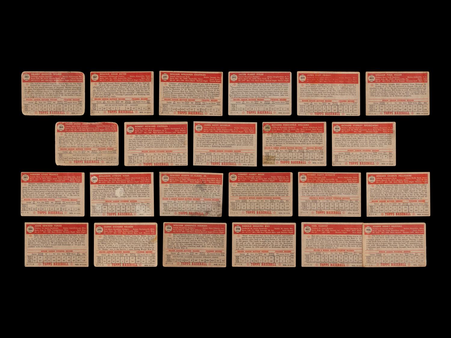 A Near Set of 1952 Topps Baseball Cards (402/407) Featuring 93 High Numbers
