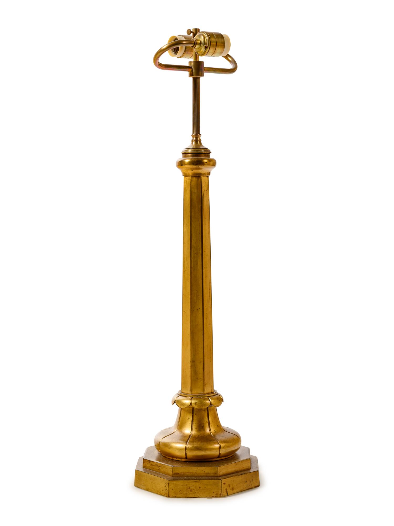 A Gilt Bronze Columnar Table Lamp