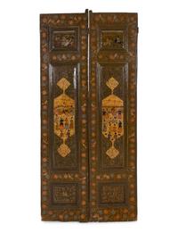 Two Pairs of Persian Painted Door Panels
