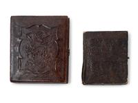 Two Seated Soldier Cased Tintypes with Gilt Embellishment