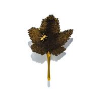 GABRIELLA KISS, YELLOW GOLD AND DRUZY QUARTZ LEAF WITH ANT BROOCH