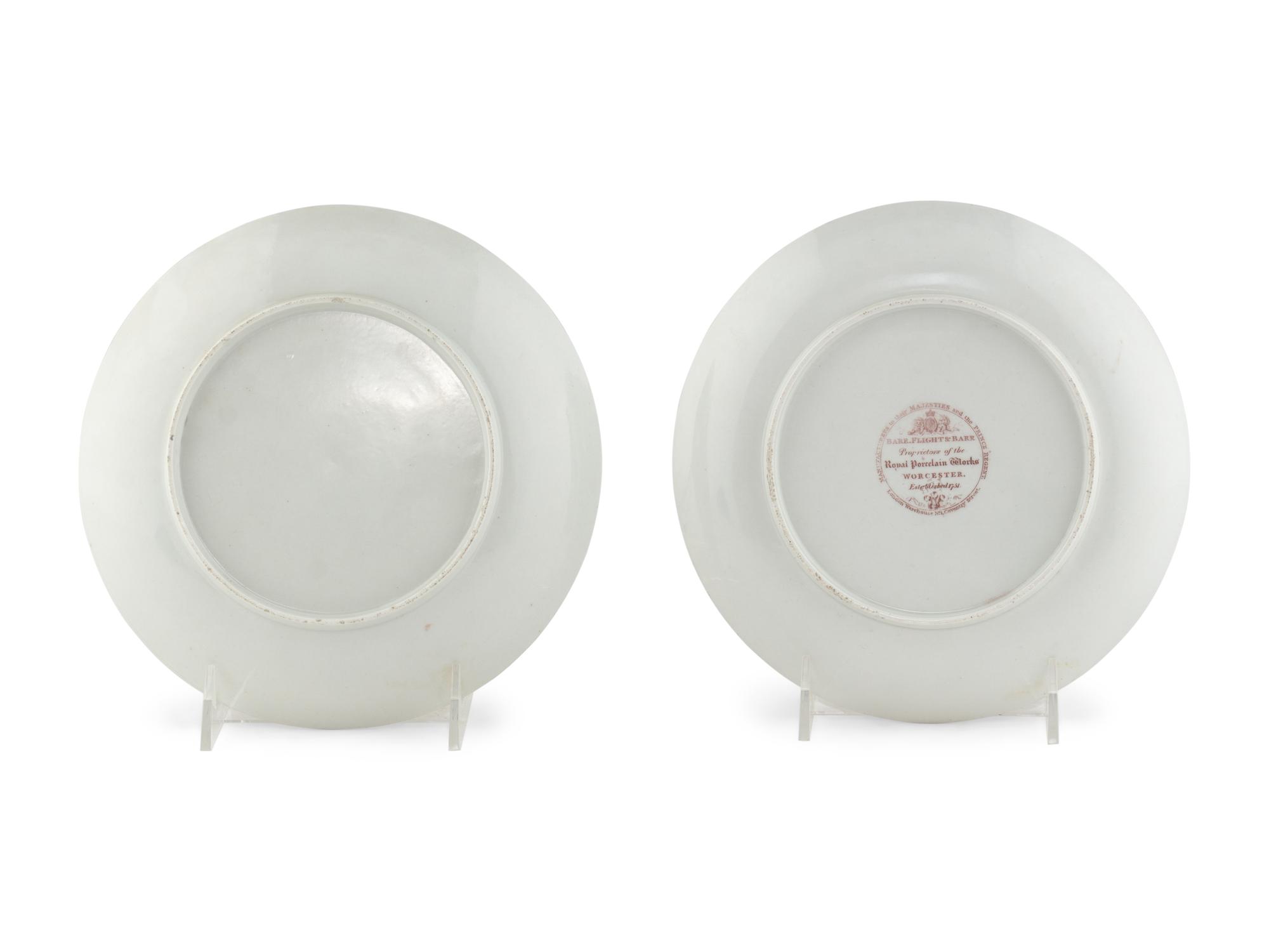 A Near Pair of Barr, Flight and Barr Porcelain Armorial Plates