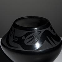 Maria and Santana Martinez (San Ildefonso, 1887-1980 / 1909-2002) — Blackware Pottery Jar, with Avanyu 1954-1956