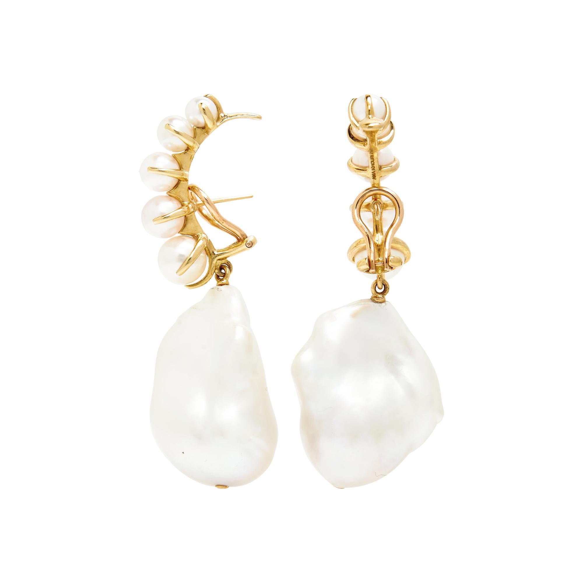 ANA KHOURI, CULTURED PEARL CLIP EARRINGS
