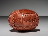 Carved Redware Pottery Jar