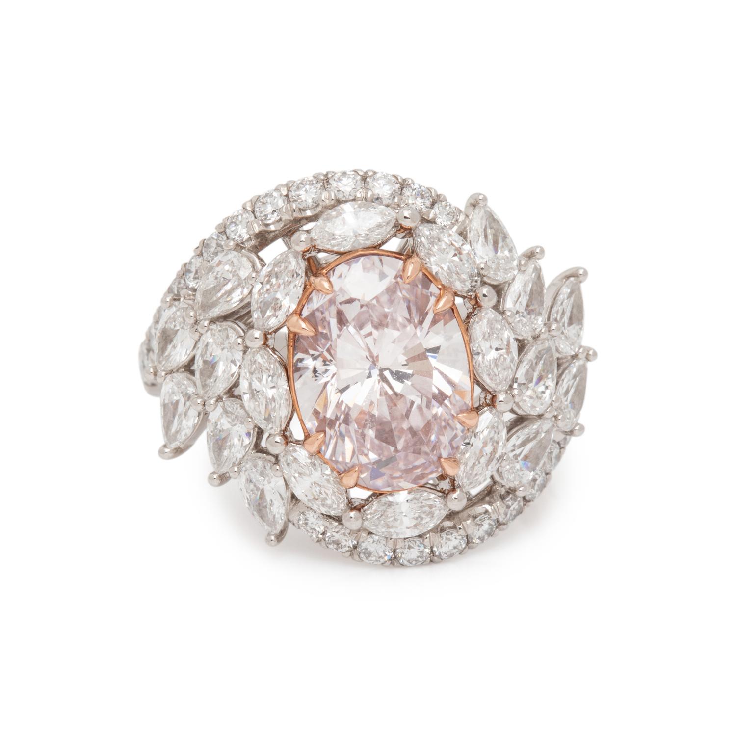 LIGHT PINK DIAMOND AND DIAMOND RING