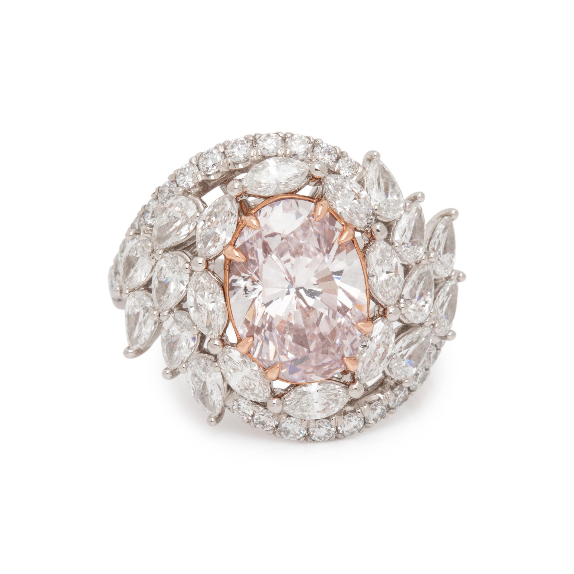 LIGHT PINK DIAMOND AND DIAMOND RING