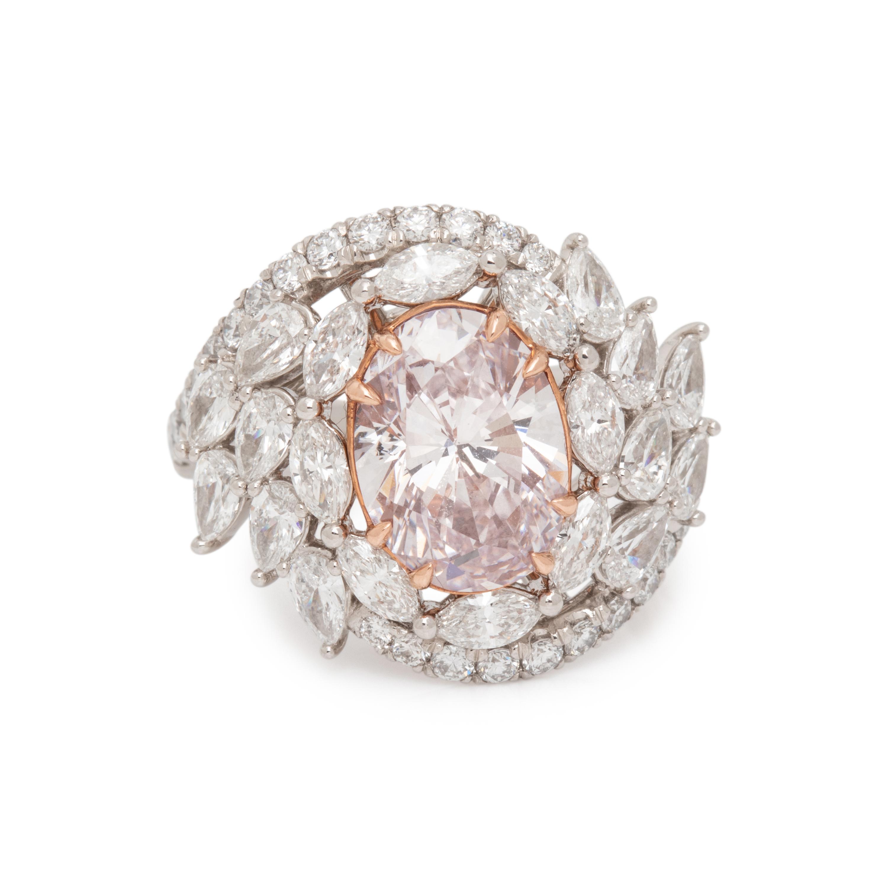 LIGHT PINK DIAMOND AND DIAMOND RING