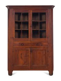 A Federal Cherrywood Corner Cupboard