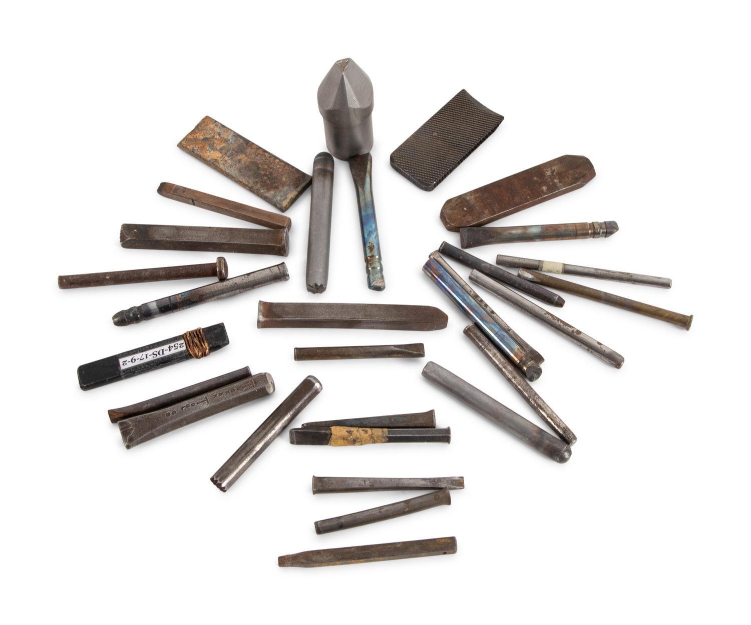 Collection of Jesse Monongya's Personal Silver Stamps and Hand Tools