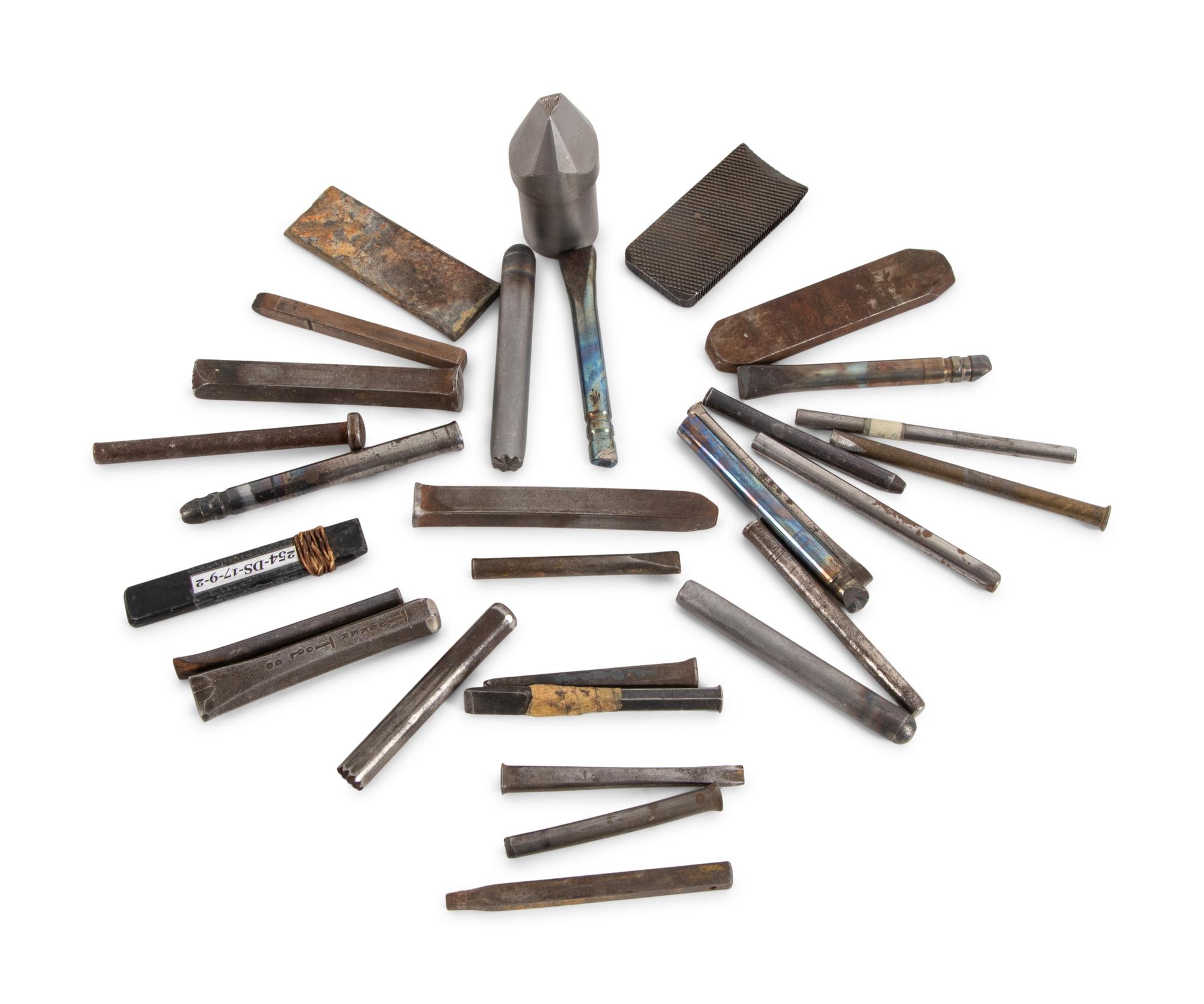 Collection of Jesse Monongya's Personal Silver Stamps and Hand Tools