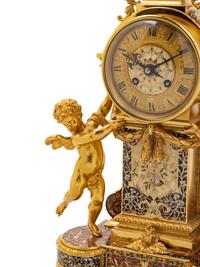A French Gilt Bronze and Champlevé Clock Garniture Retailed by Tiffany and Co.