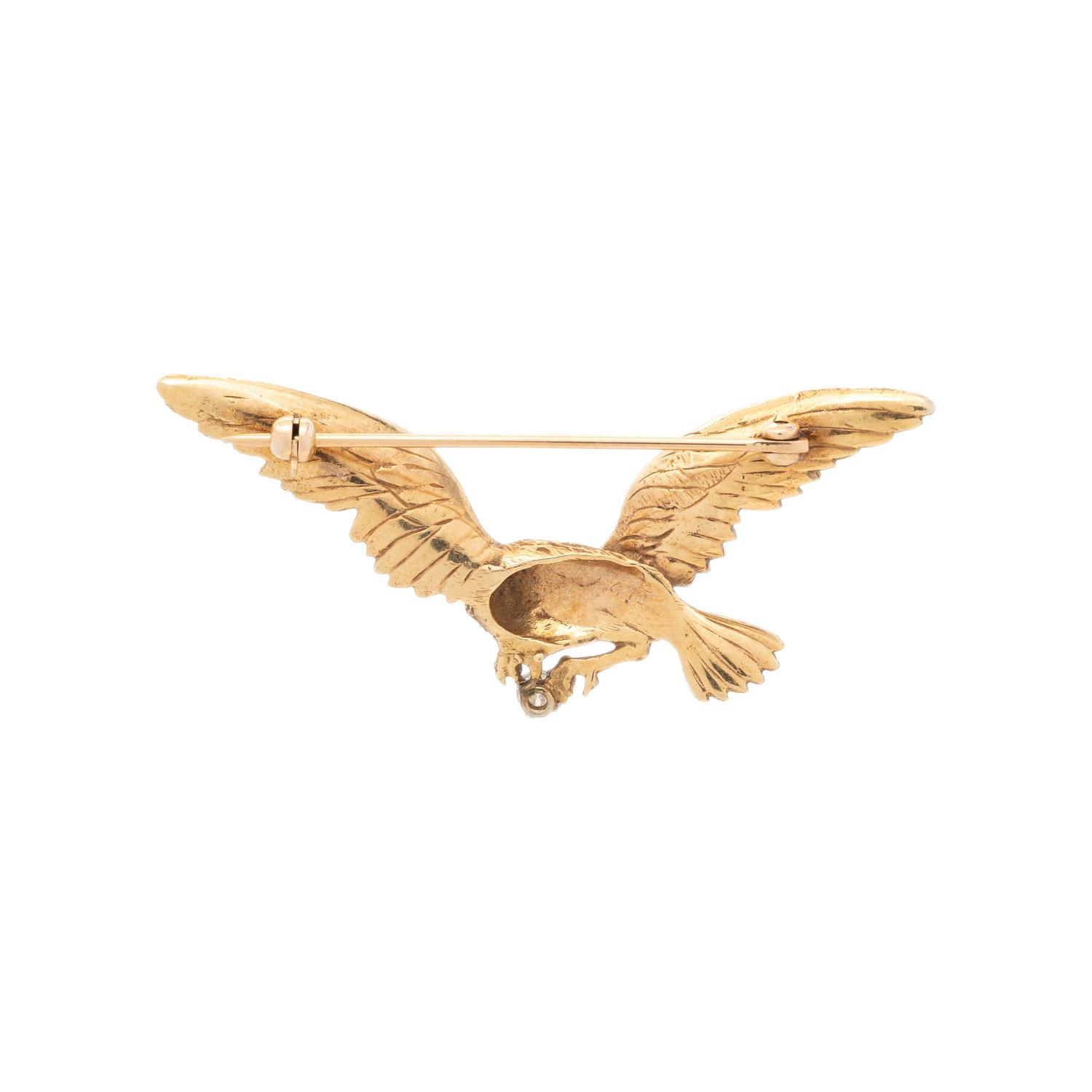 YELLOW GOLD AND DIAMOND EAGLE PIN