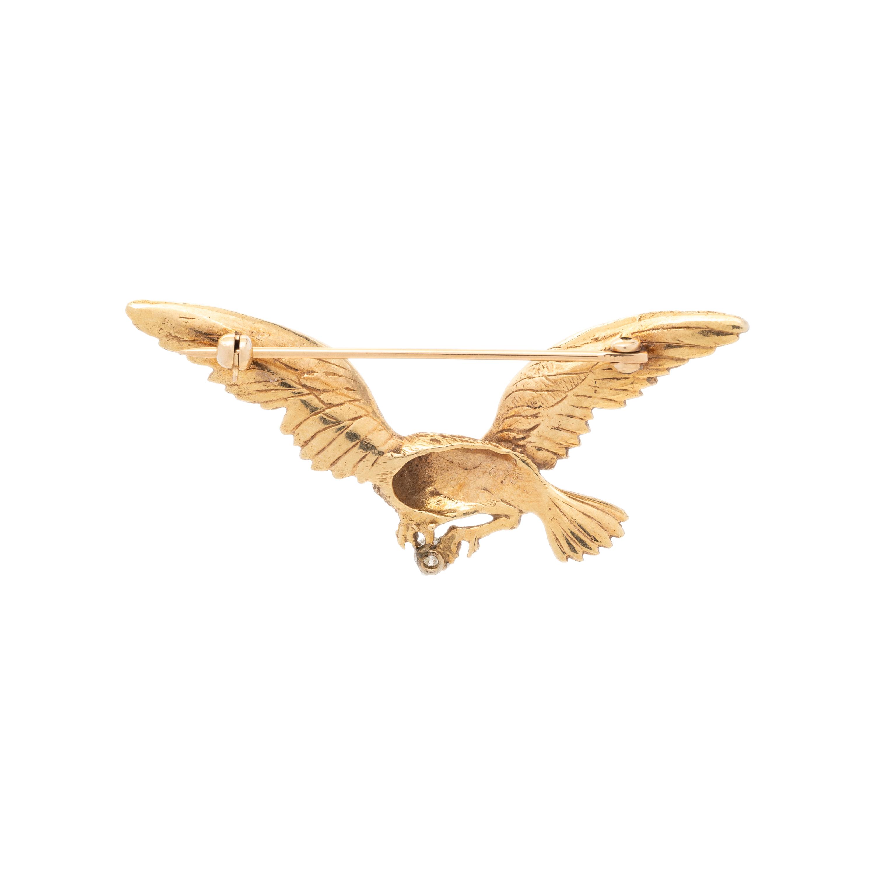 YELLOW GOLD AND DIAMOND EAGLE PIN
