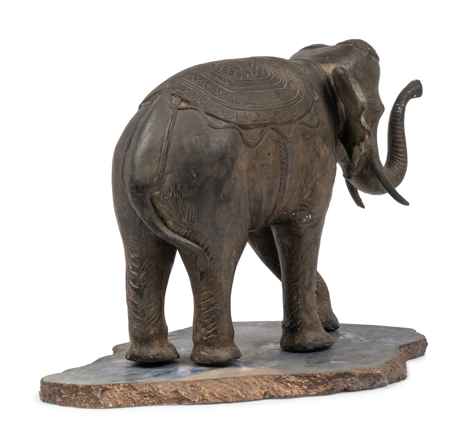A Cast Metal Elephant Sculpture