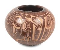 Sienna Jar, with Sgraffito Northwest Coast Imagery