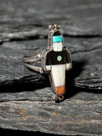 Zuni Silver and Mosaic Inlay Figural Ring