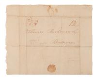 [ENSLAVEMENT]. Letter from Philadelphia regarding the return of a possible runaway slave. 1810.