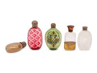 A Group of Five Glass Flasks