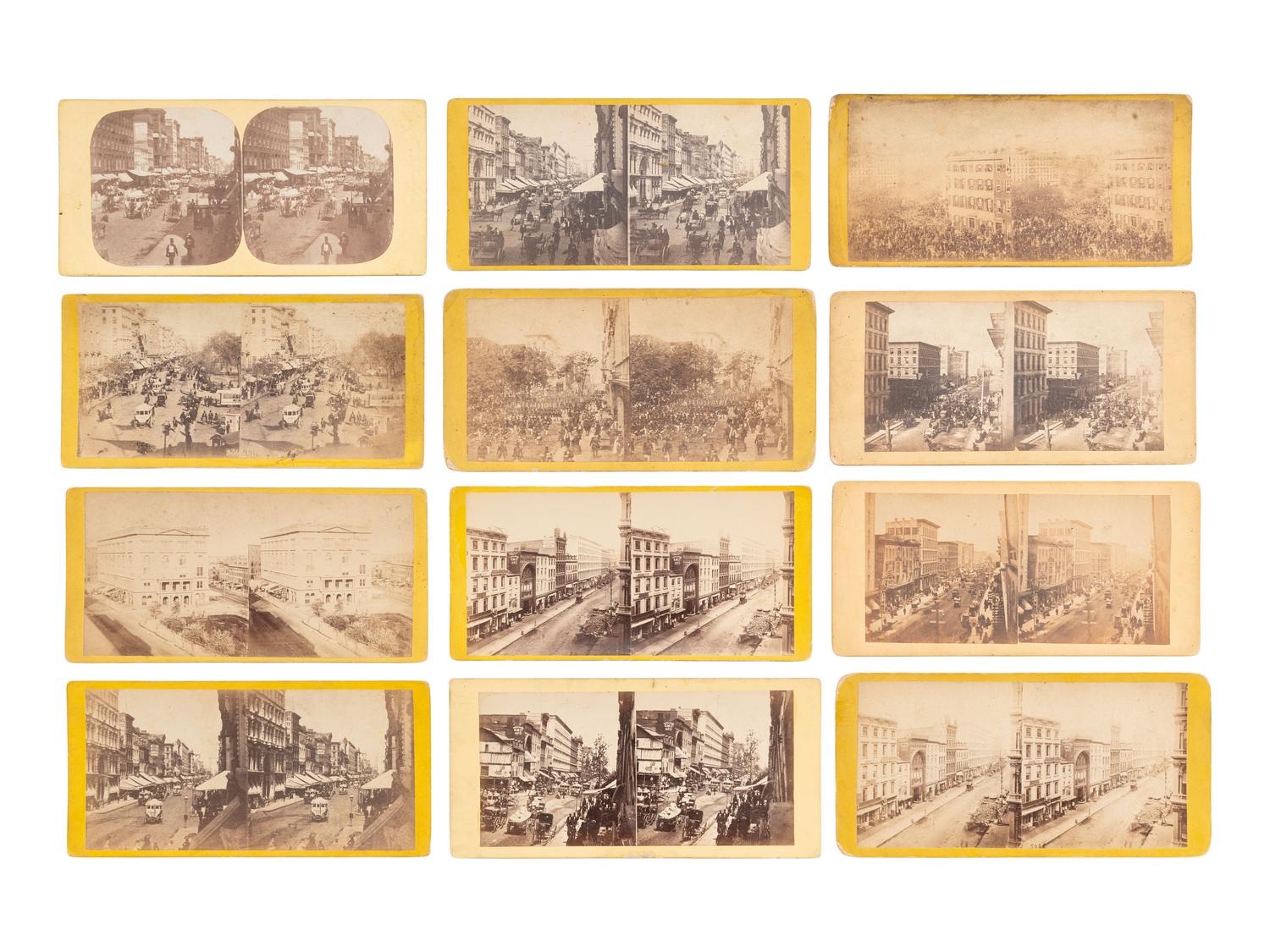 [EARLY PHOTOGRAPHY]. 50 stereoviews of New York City, incl. street scenes and landmarks.