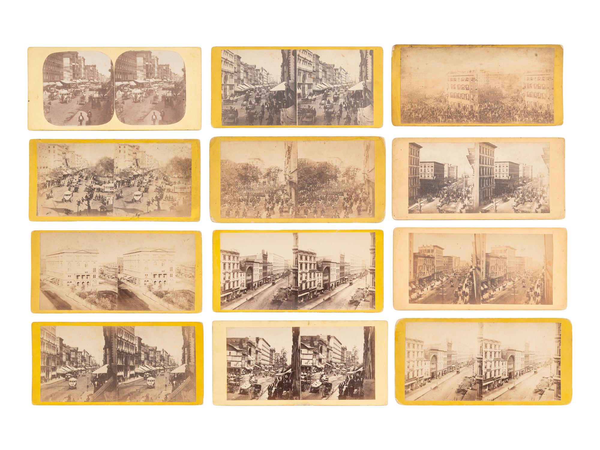 [EARLY PHOTOGRAPHY]. 50 stereoviews of New York City, incl. street scenes and landmarks.