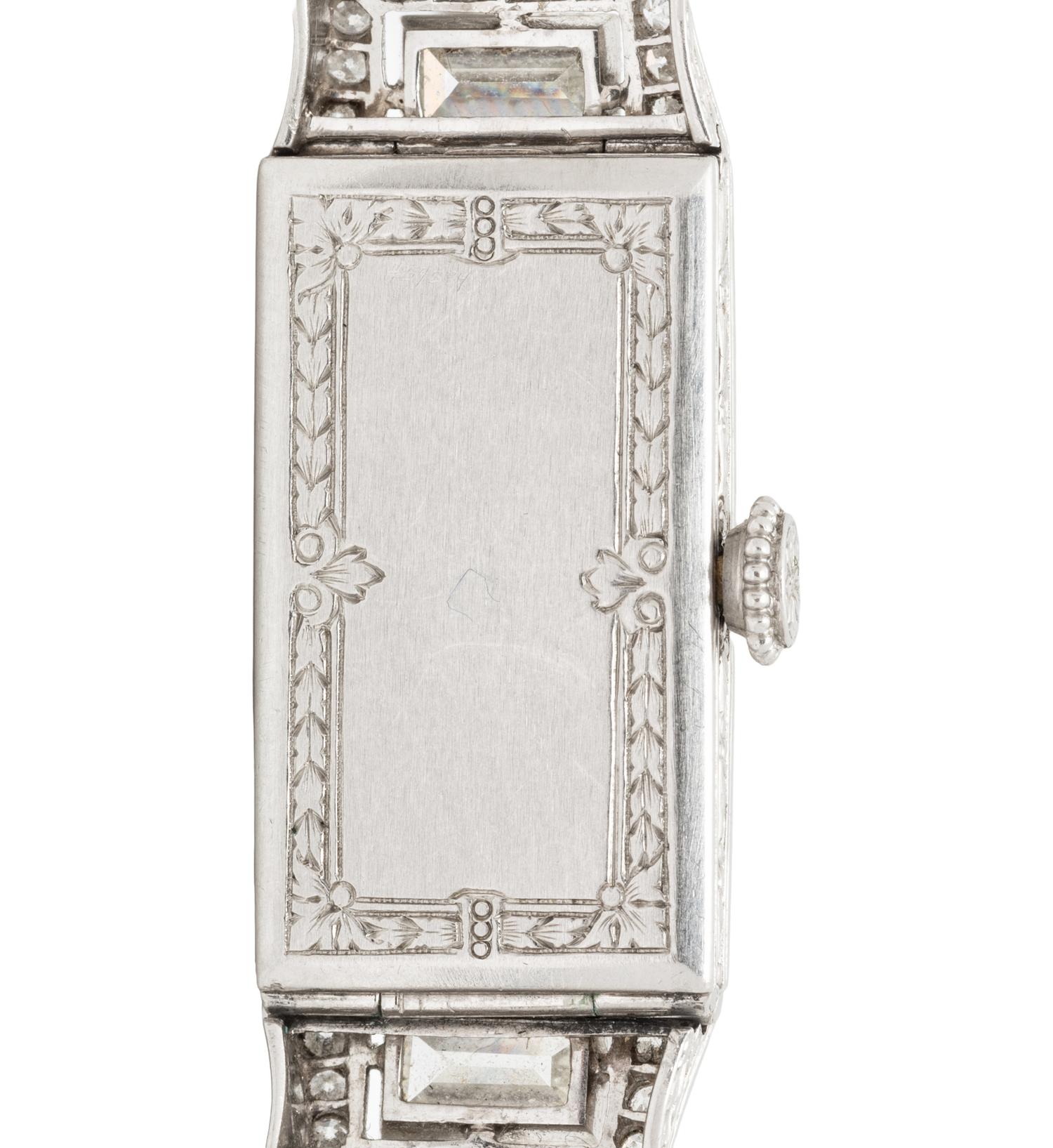 ART DECO, PLATINUM AND DIAMOND WATCH