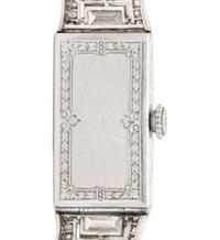 ART DECO, PLATINUM AND DIAMOND WATCH