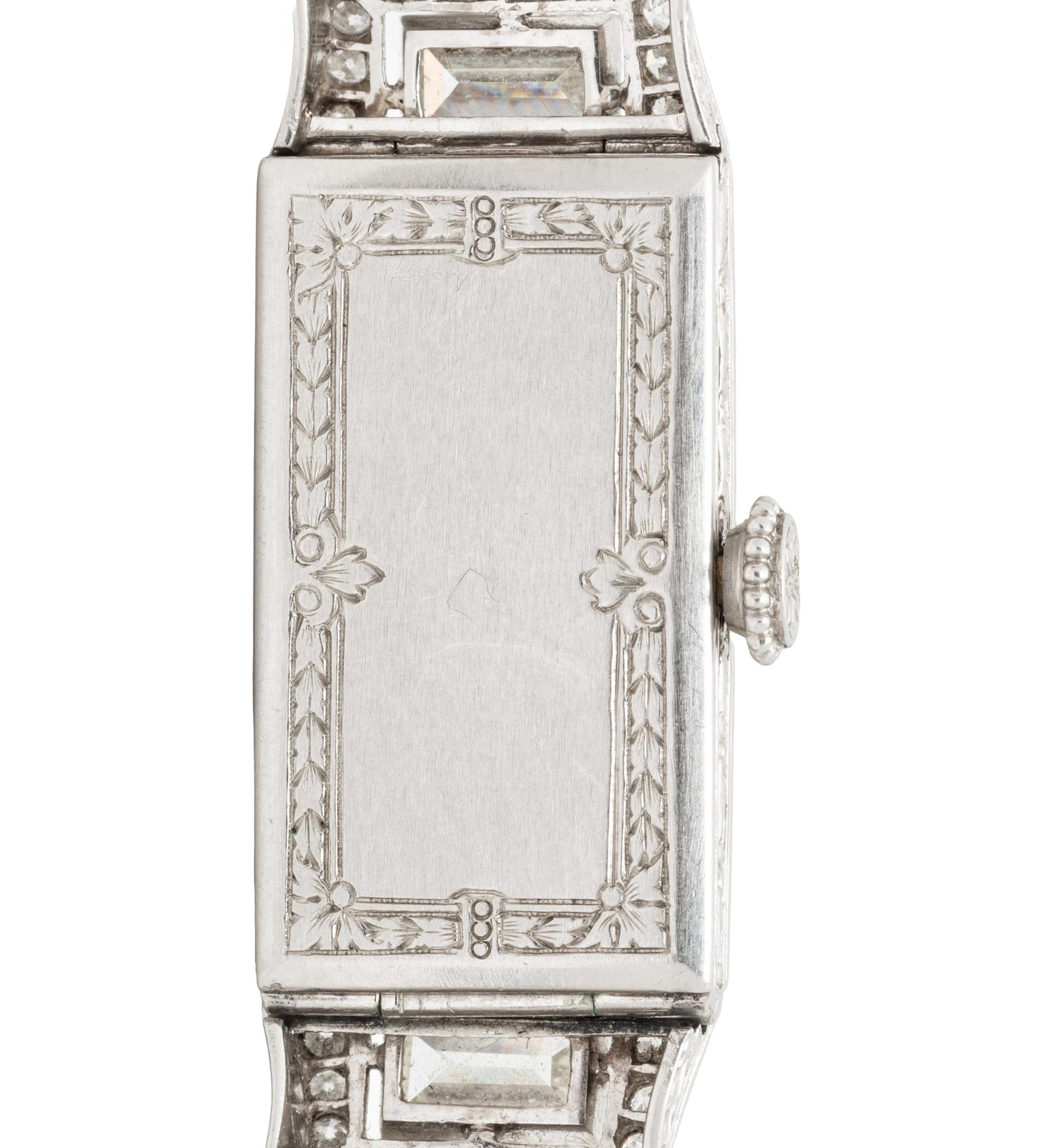 ART DECO, PLATINUM AND DIAMOND WATCH