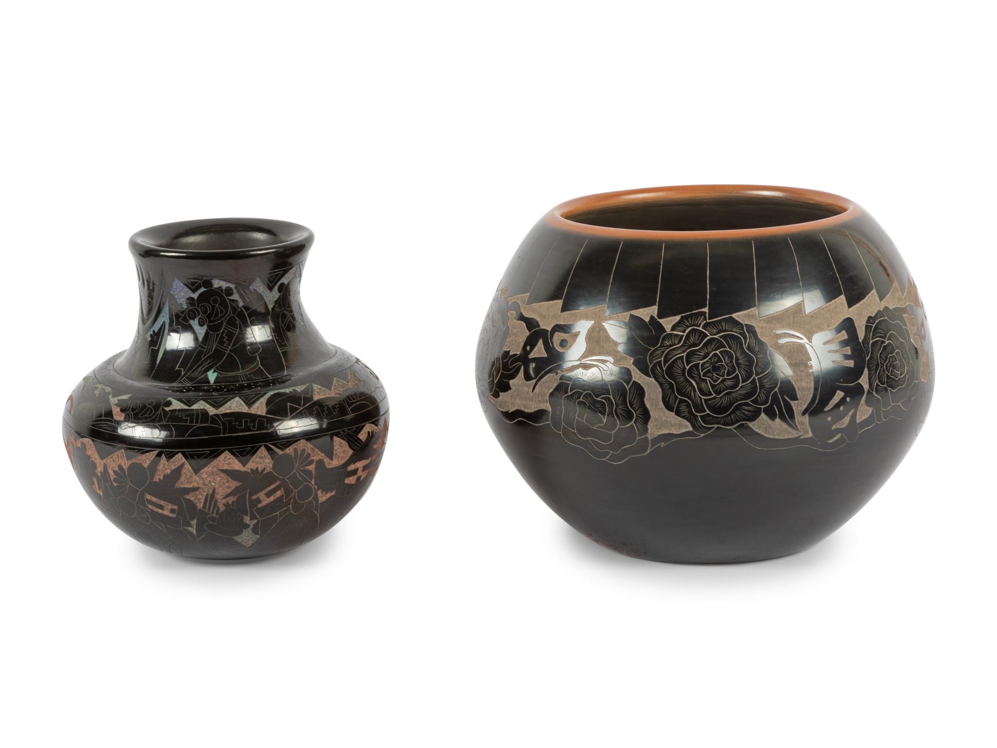 Pueblo Blackware Sgraffito Pottery