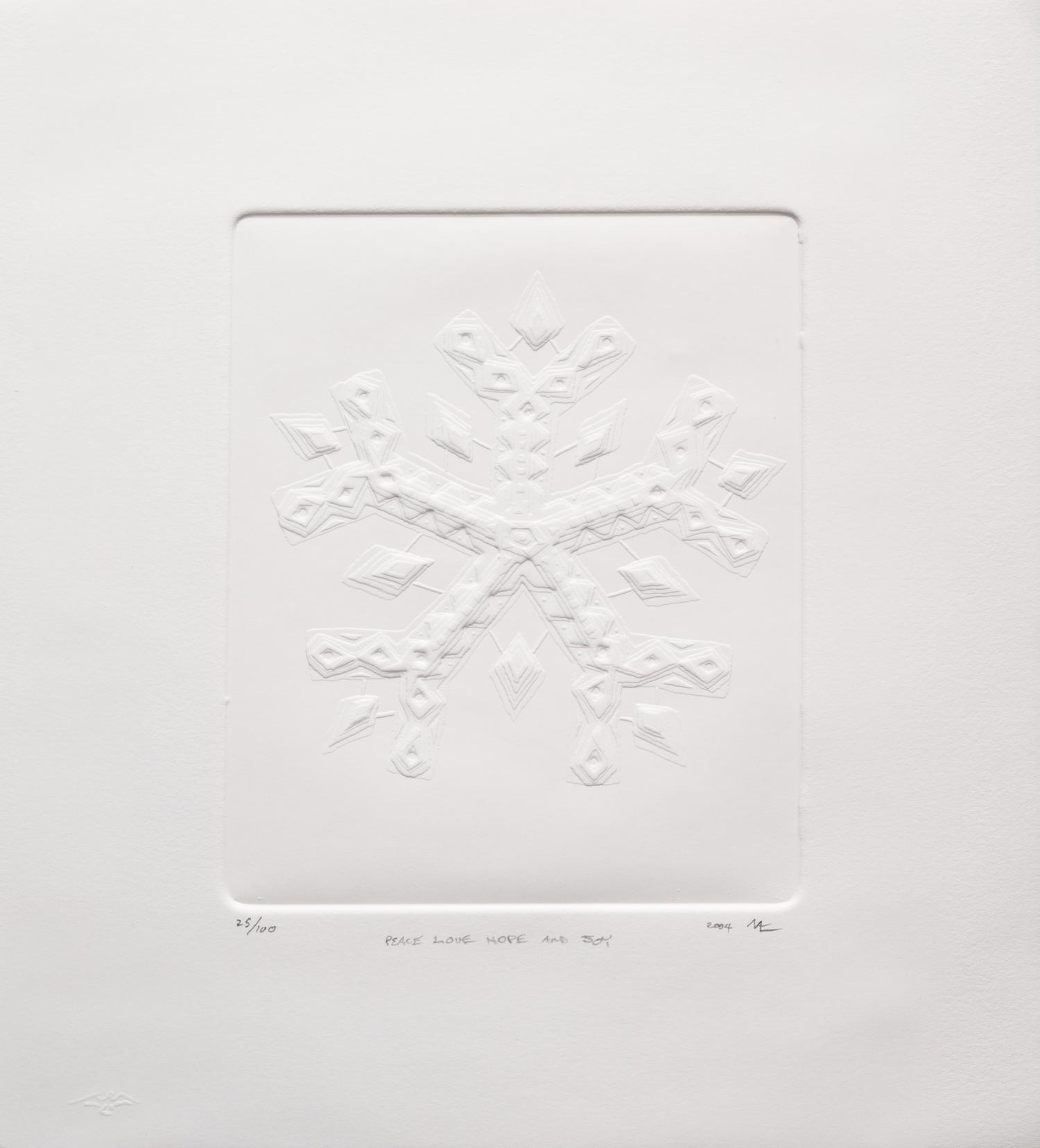 A group of three prints (Untitled; Untitled, 2008; December Tree 2003; Peace Love Hope and Joy, 2004)