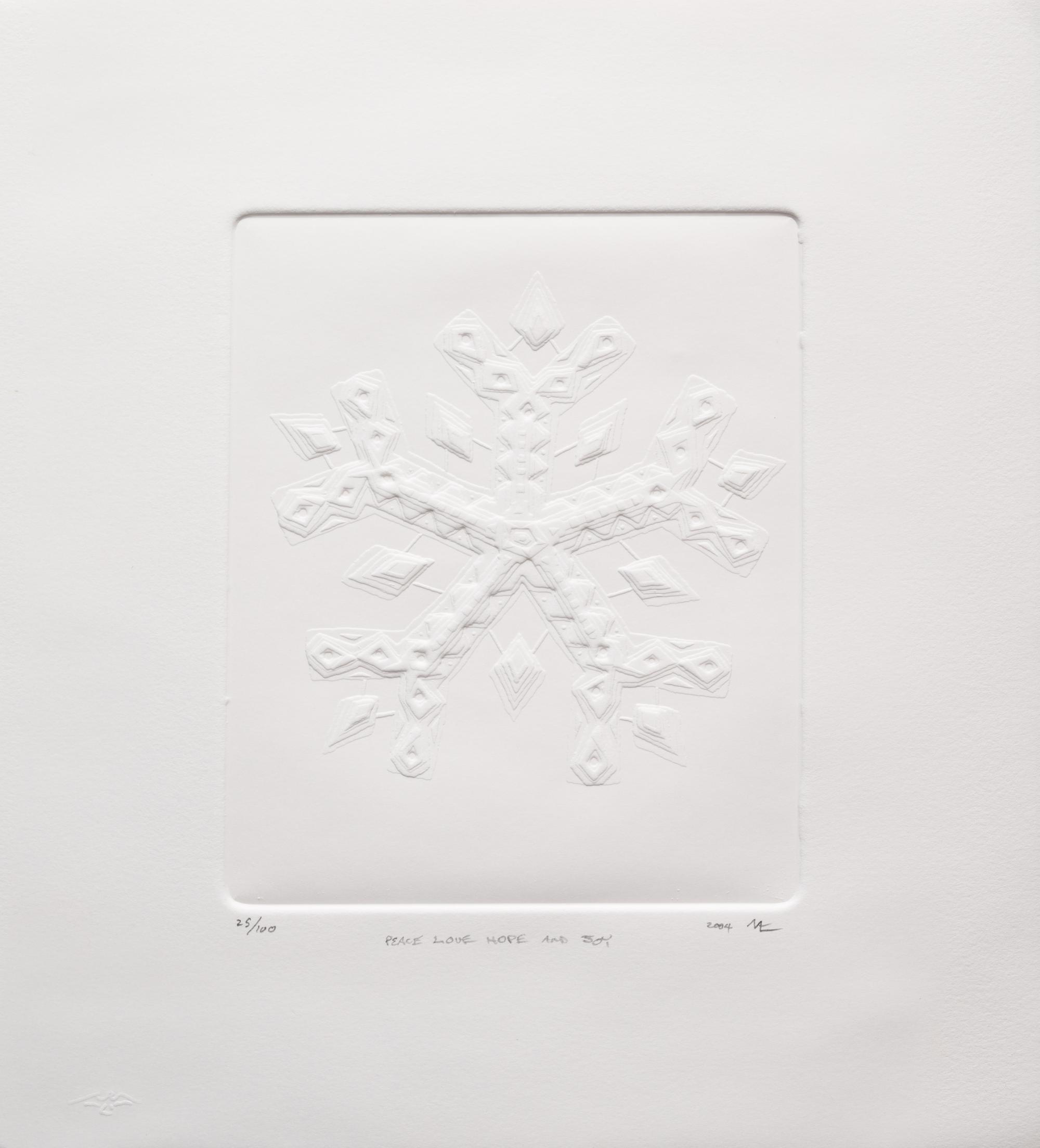 A group of three prints (Untitled; Untitled, 2008; December Tree 2003; Peace Love Hope and Joy, 2004)