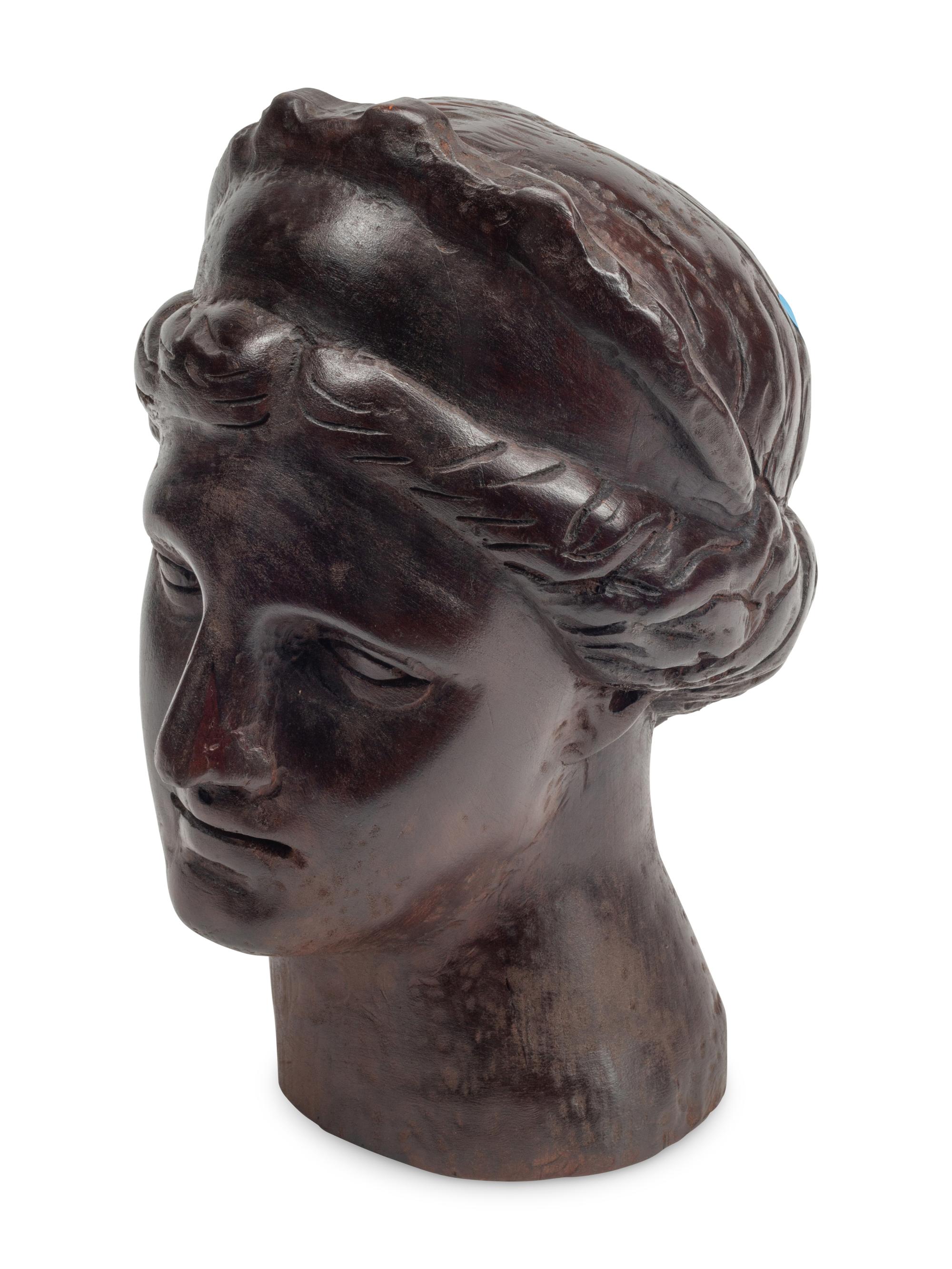 A Carved and Painted Wood Bust of Aphrodite