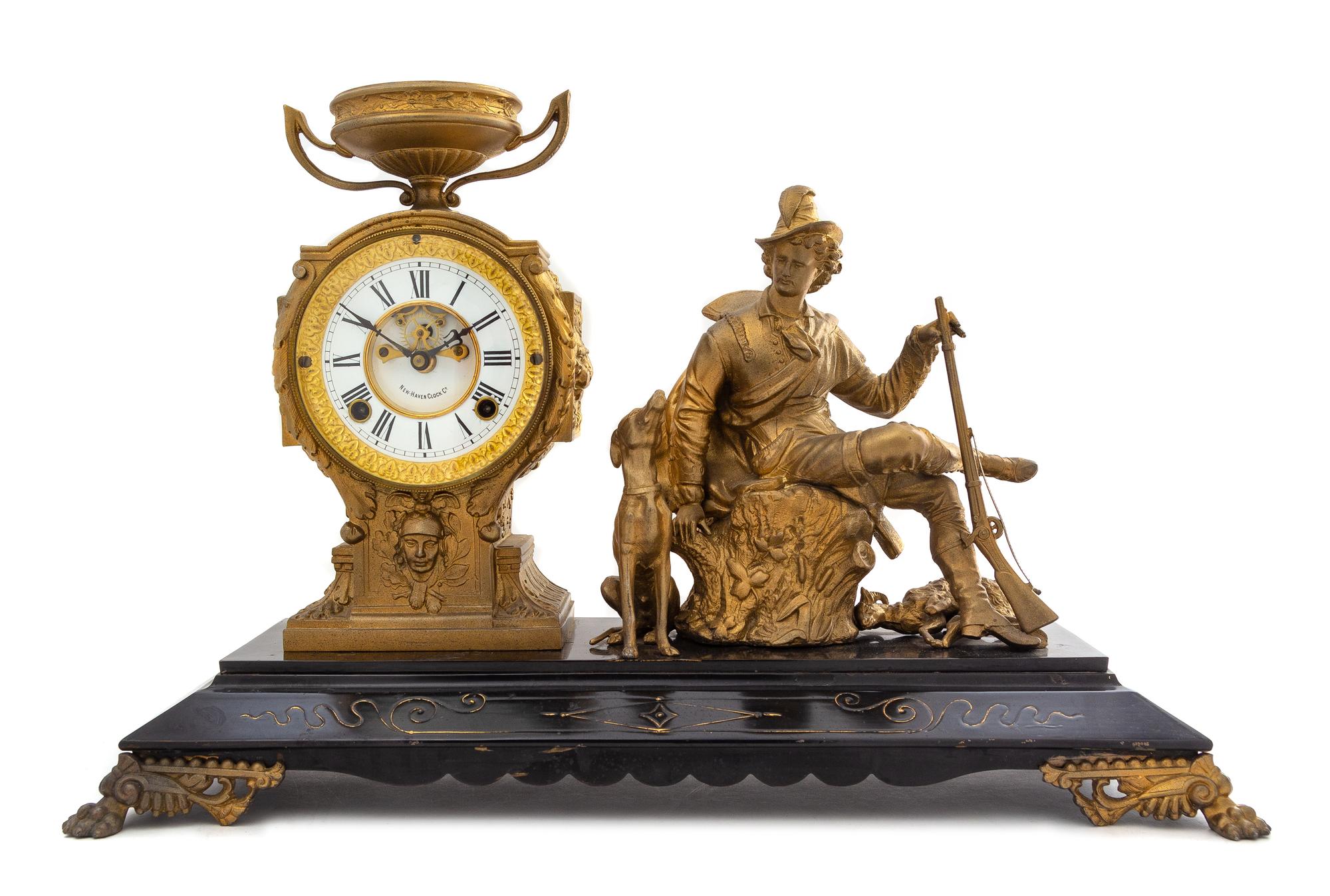 An American Mantel Clock with Figural Decoration