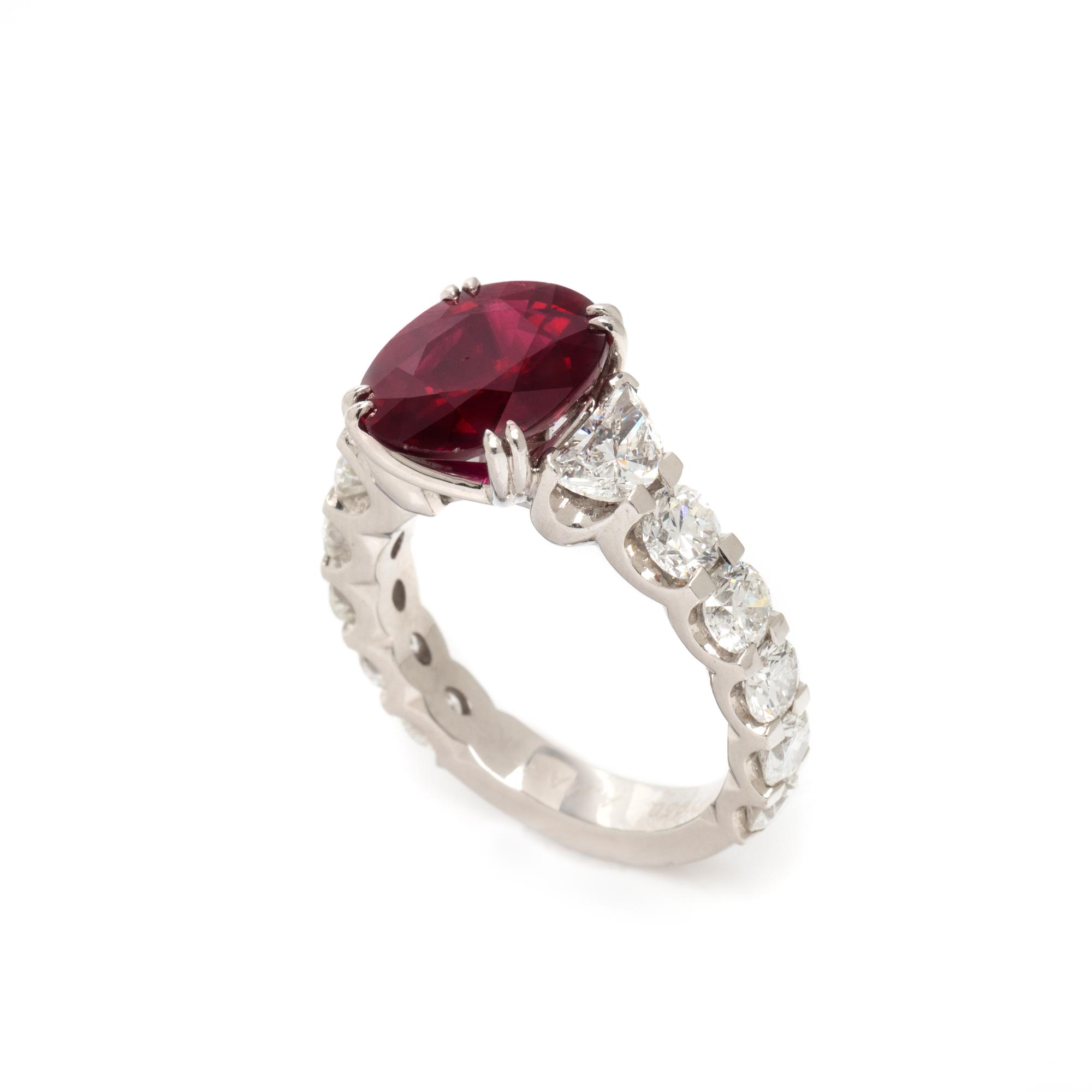 PLATINUM, RUBY, AND DIAMOND RING