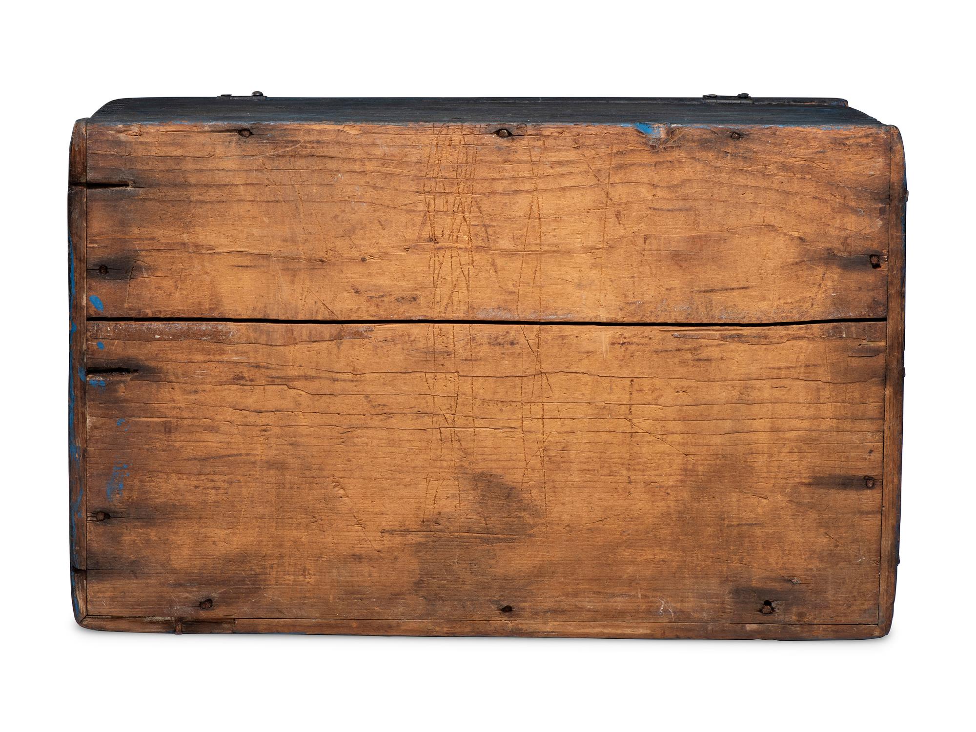 A Country Blue-Painted Pine Dome-Top Chest or Document Box