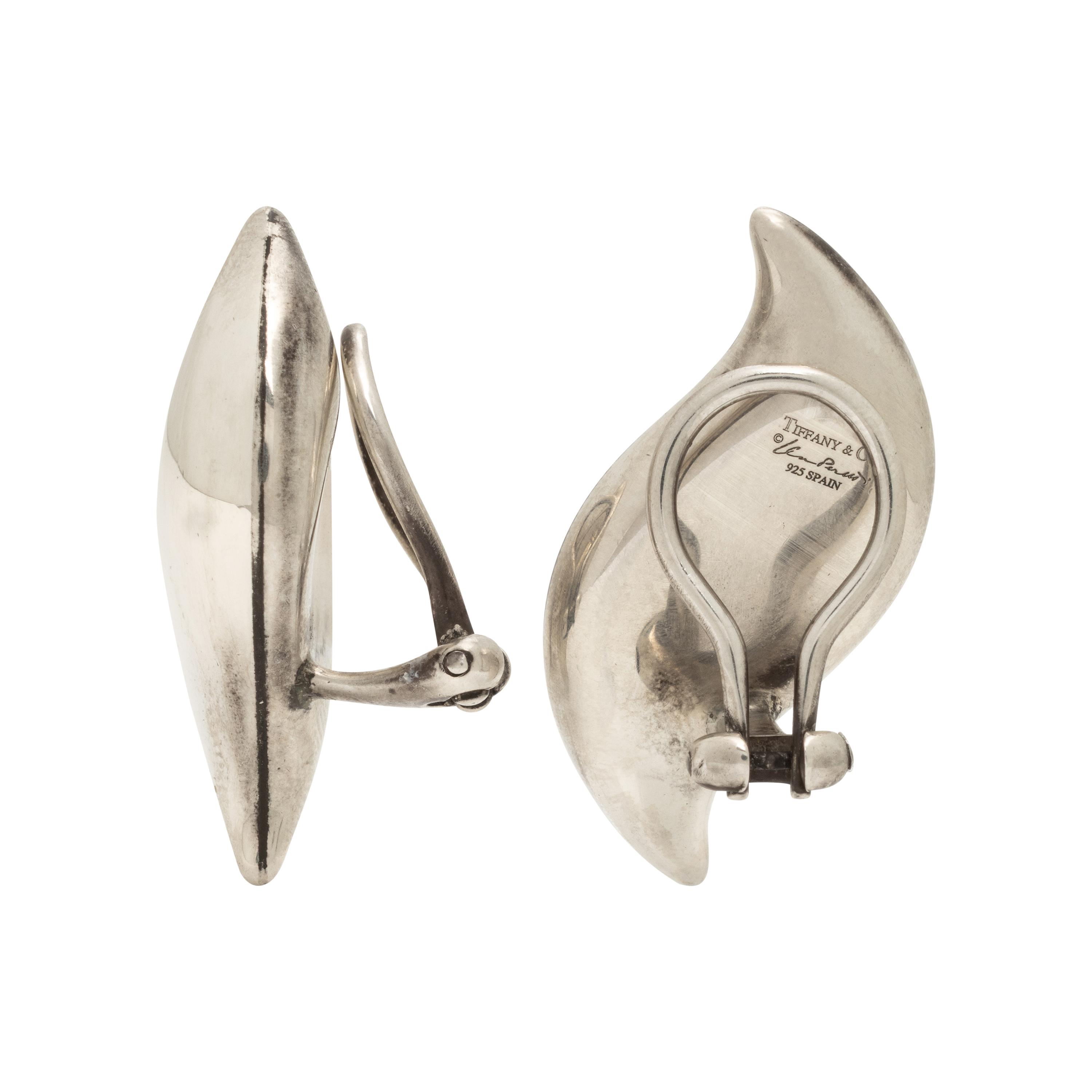 Tiffany & Co., Elsa Peretti, 'Feather', Sterling Silver Earrings