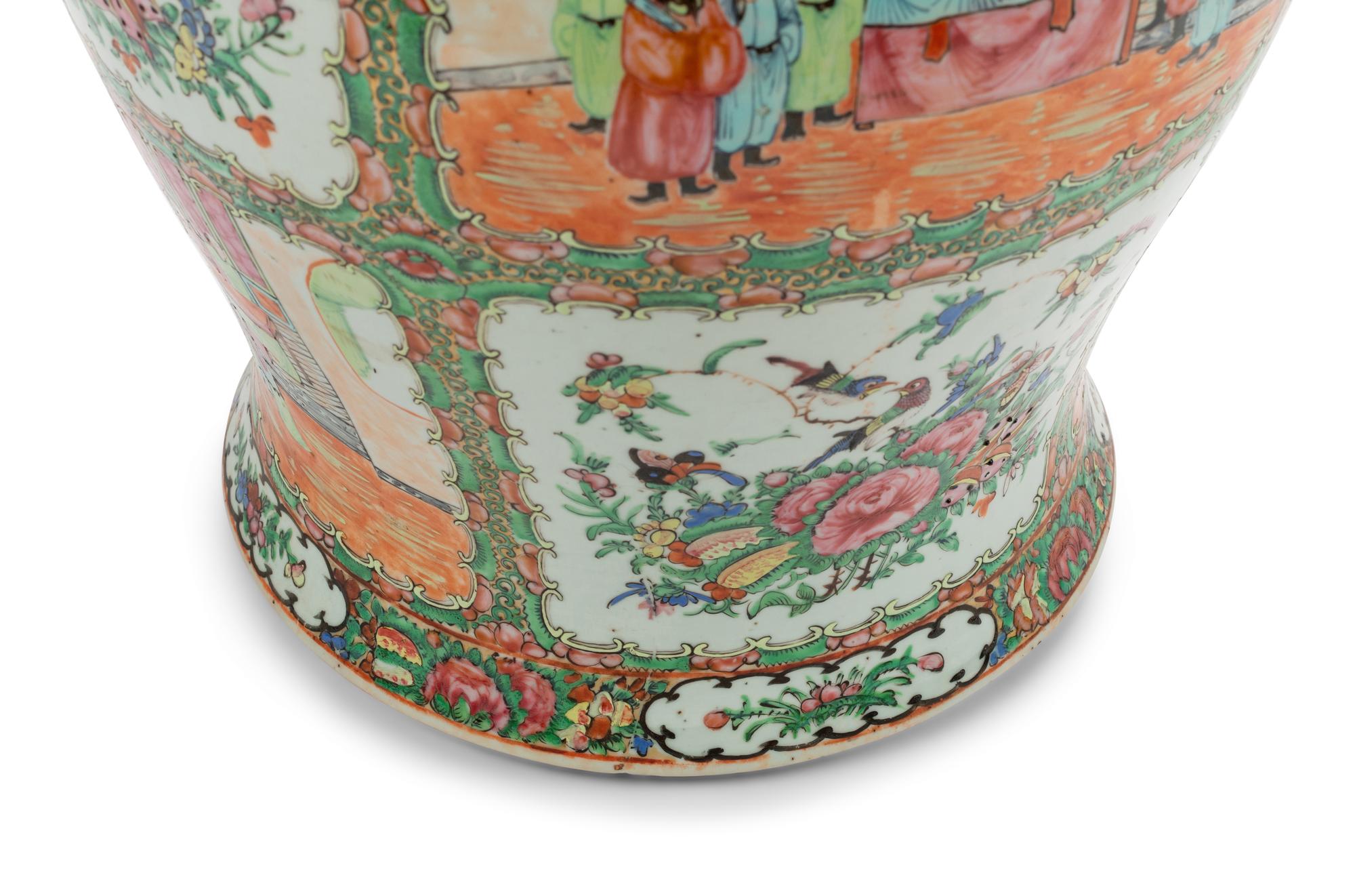 A Large Chinese Export Rose Medallion Porcelain Jar