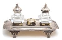 An English Silver Plate Standish Length 9 3/4 inches. — 19TH CENTURY