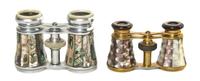 Two Pairs of French Opera Glasses, Width of first 4 inches.
