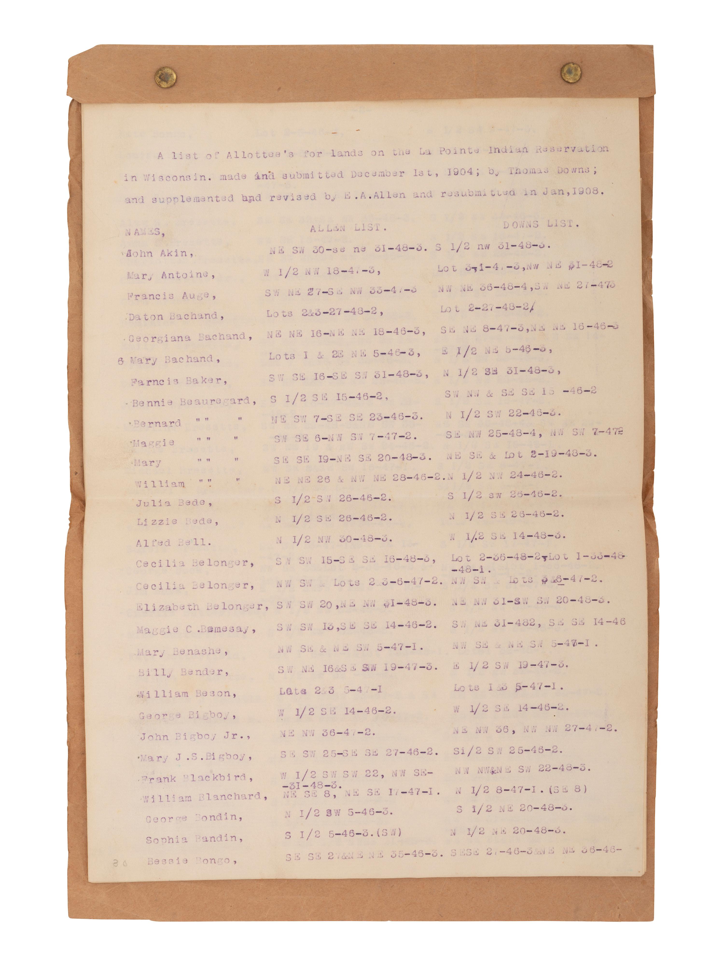 [NATIVE AMERICAN]. ARMSTRONG, Charles D. (1866-1931). Papers of Charles D. Armstrong of the Bad River Band of the Lake Superior Tribe of Chippewa Indians, including letters, documents, maps, and photographs.