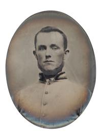 [CIVIL WAR]. Full plate tintype copy portrait of an unidentified soldier, likely Confederate.
