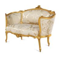 An Assembled Louis XV Style Giltwood Parlor Suite