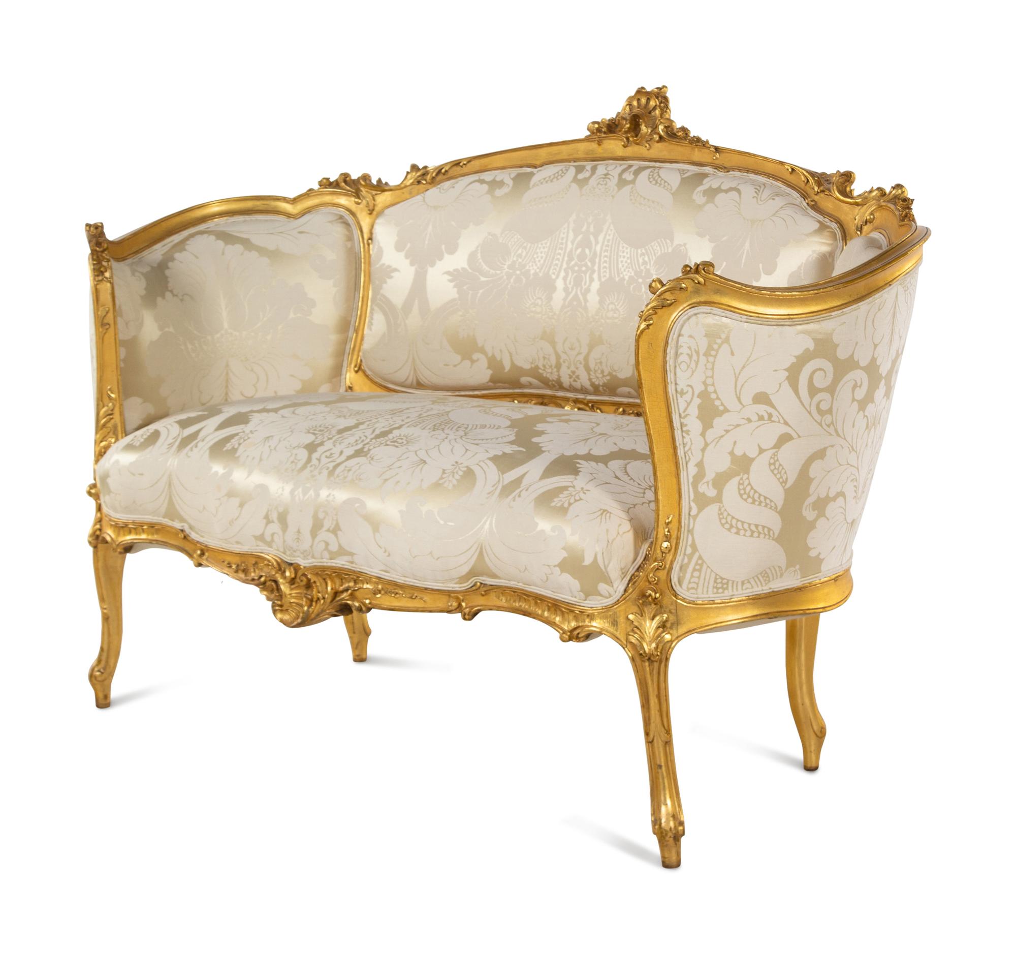 An Assembled Louis XV Style Giltwood Parlor Suite