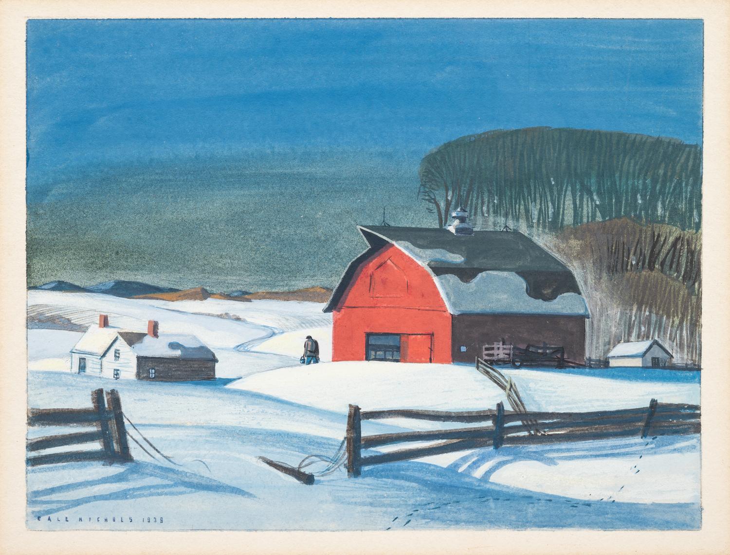 Red Barn in Snow