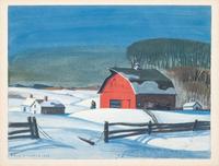 Red Barn in Snow