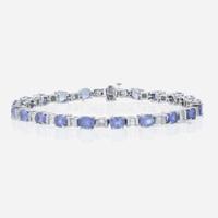 A 14K white gold, tanzanite, and diamond bracelet