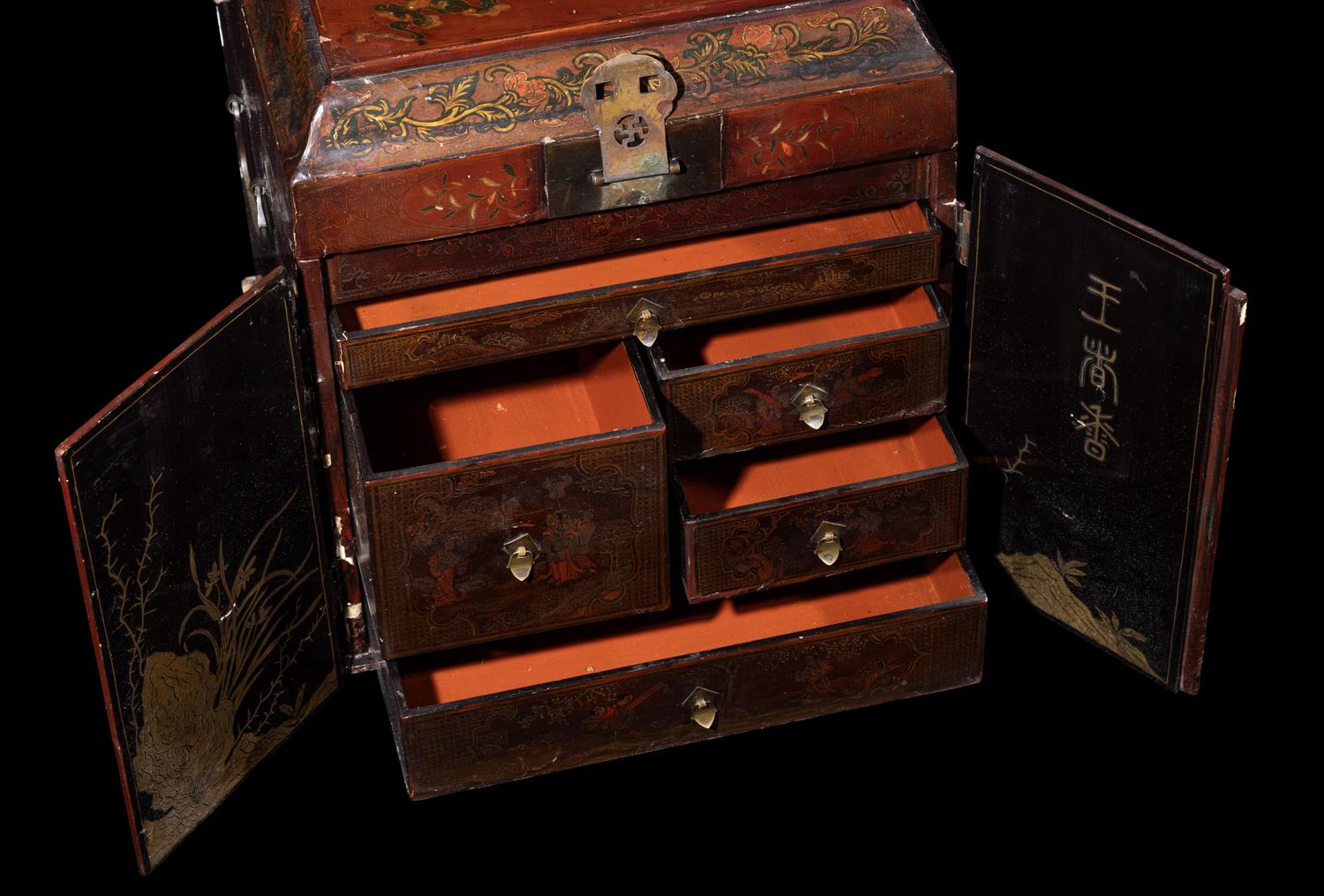 A Chinese Red Lacquer Seal Chest, Guanpixiang