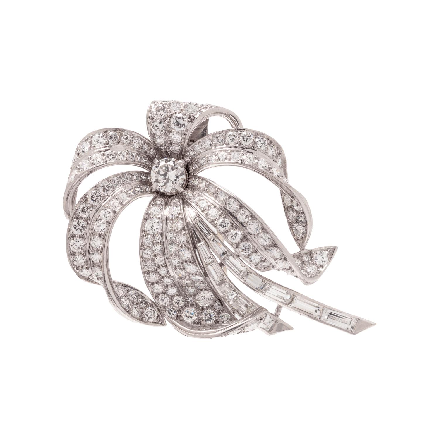FRENCH, DIAMOND FLOWER BROOCH